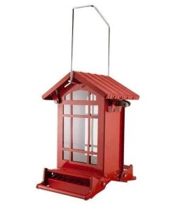 Heritage Farms Chateau Squirrel Resistant Weight Sensitive Red Bird Feeder Hanging Feeders