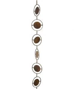 Ancient Graffiti Lawn & Garden Circle Rain Chain, Flamed Copper Colored