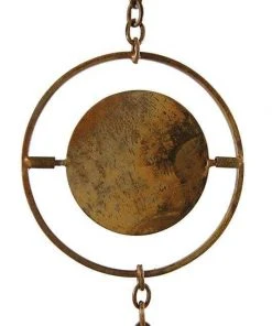 Ancient Graffiti Lawn & Garden Circle Rain Chain, Flamed Copper Colored
