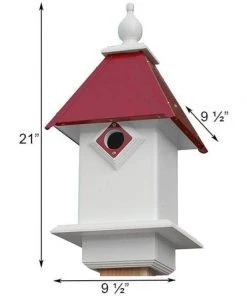 A Wing And A Prayer Decorative Houses Classic Bluebird House With Merlot Red Roof
