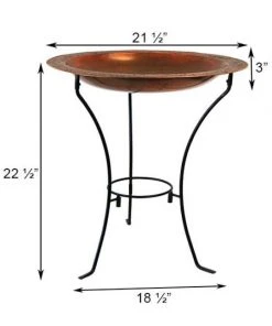 Ancient Graffiti Copper Plated Steel Bird Bath And Stand Standing Bird Baths