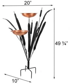 Achla Standing Bird Baths Copper Double Cattail Bird Bath