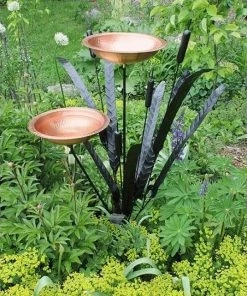 Achla Standing Bird Baths Copper Double Cattail Bird Bath