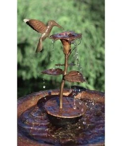 Ancient Graffiti Deck Mounted Bird Baths Copper Hummingbird Dripper Fountain