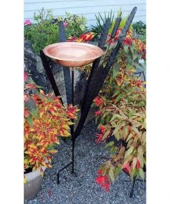 Achla Standing Bird Baths Copper Single Cattail Bird Bath