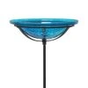 Achla Crackle Glass Bird Bath Bowl With Cradle And Stake, Teal Standing Bird Baths