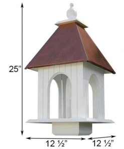 A Wing And A Prayer Dogwood Bird Feeder With Hammered Copper Colored Metal Roof Decorative Feeders