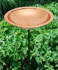 Achla Standing Bird Baths Hammered Copper Colored Metal Bird Bath And Stake