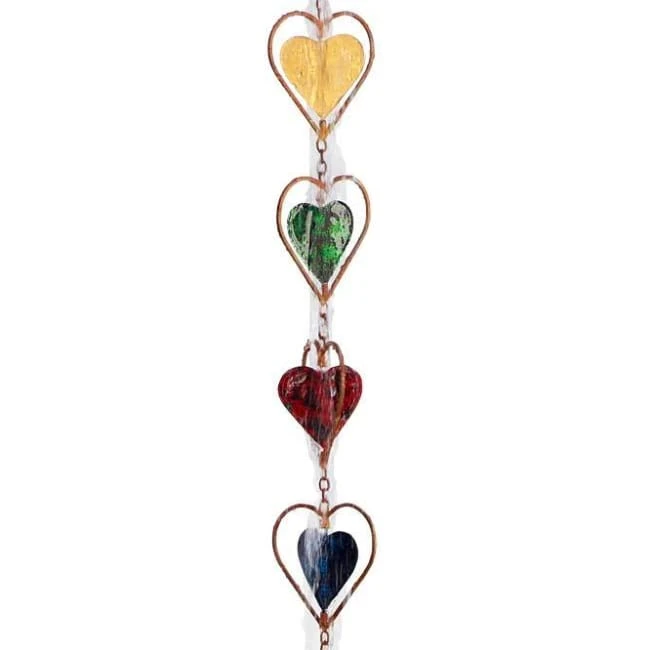 Ancient Graffiti Lawn & Garden Heart Rain Chain, Multicolored 3 Ancient Graffiti Lawn & Garden Heart Rain Chain, Multicolored