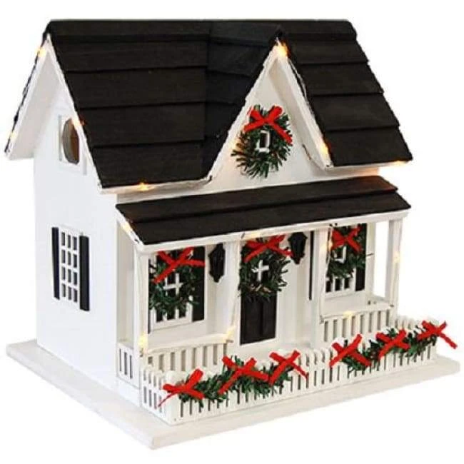 Home Bazaar Holiday Bird House With LEDs Post / Pole Mounted Houses 4 Home Bazaar Holiday Bird House With LEDs Post / Pole Mounted Houses