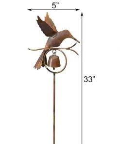 Ancient Graffiti Hummingbird With Bell Garden Stake