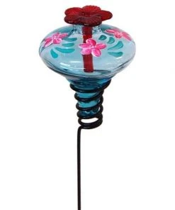 Parasol Hummingbird Feeders Mini-Blossom Botanica Staked Aqua Hummingbird Feeder