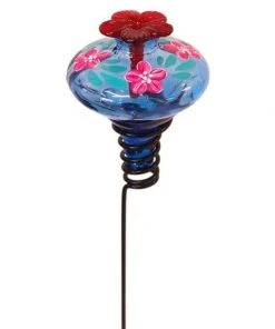 Parasol Mini-Blossom Botanica Staked Blue Hummingbird Feeder