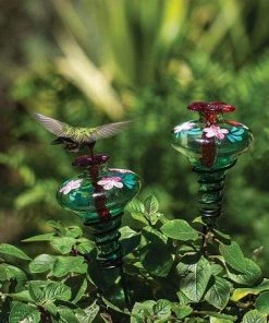 Parasol Hummingbird Feeders Mini-Blossom Botanica Staked Green Hummingbird Feeder