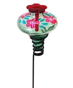 Parasol Hummingbird Feeders Mini-Blossom Botanica Staked Green Hummingbird Feeder