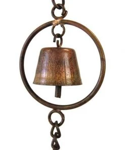 Ancient Graffiti Lawn & Garden Pine Cones And Bells Rain Chain, Flamed Copper