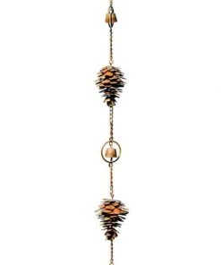 Ancient Graffiti Lawn & Garden Pine Cones And Bells Rain Chain, Flamed Copper