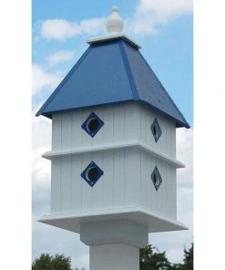 A Wing And A Prayer Decorative Houses Plantation Bird House With Cobalt Blue Roof