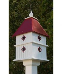 A Wing And A Prayer Plantation Bird House With Merlot Red Roof