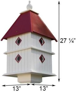 A Wing And A Prayer Plantation Bird House With Merlot Red Roof