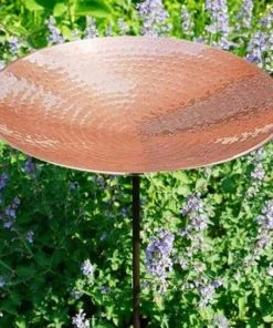 Achla Standing Bird Baths Polished Copper Metal Bird Bath And Stake