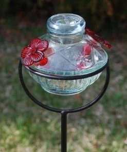 Parasol Pot De Creme Staked Hummingbird Feeder, Clear