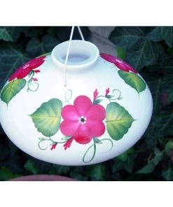 Lone Wolf Feeders Hummingbird Feeders Red Posy Ceramic Large Hummingbird Feeder