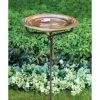 Ancient Graffiti Solid Copper Bird Bath With Stake Standing Bird Baths