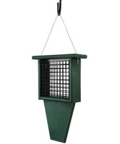 Songbird Essentials Suet Feeder With Tail Prop, Green Hanging Feeders