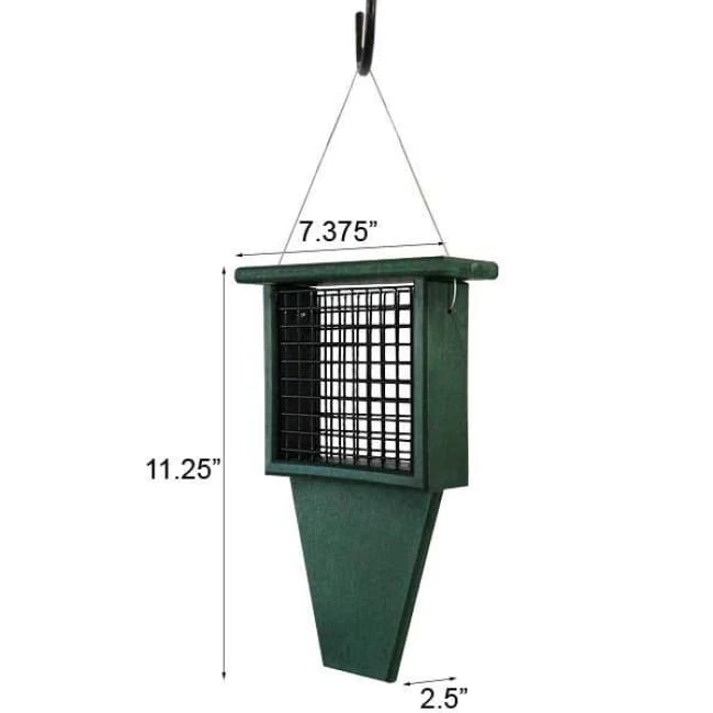 Songbird Essentials Suet Feeder With Tail Prop, Green Hanging Feeders 5 Songbird Essentials Suet Feeder With Tail Prop, Green Hanging Feeders
