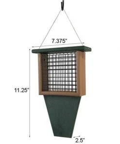 Songbird Essentials Suet Feeder With Tail Prop, Green/Brown Hanging Feeders