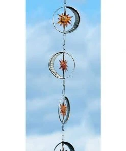 Ancient Graffiti Lawn & Garden Sun And Moon Rain Chain, Copper & Silver