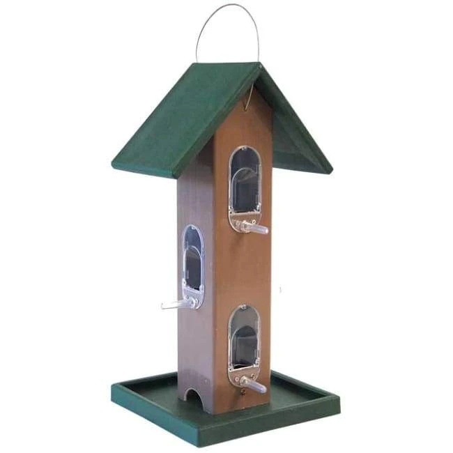 Songbird Essentials Tube Feeder With Tray, Green And Brown 3 Songbird Essentials Tube Feeder With Tray, Green And Brown
