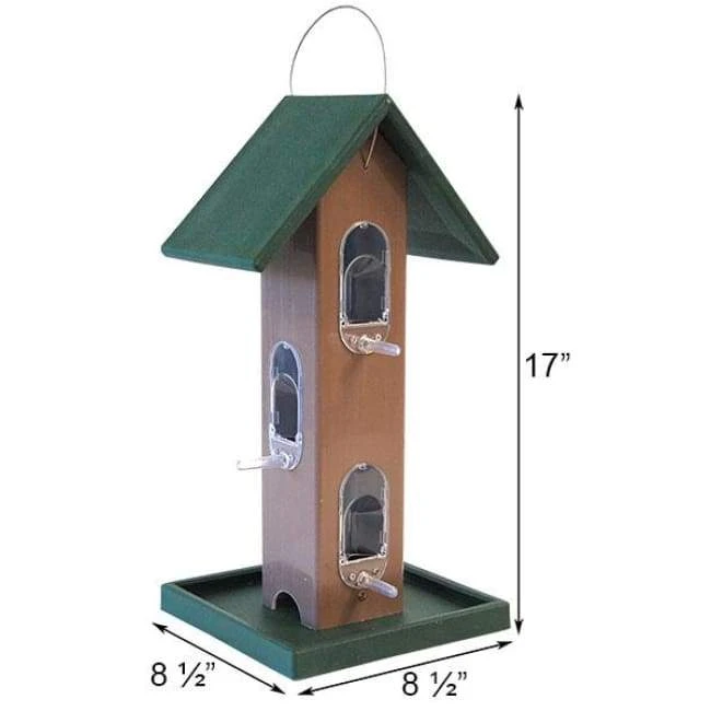 Songbird Essentials Tube Feeder With Tray, Green And Brown 4 Songbird Essentials Tube Feeder With Tray, Green And Brown