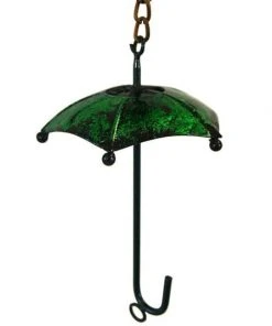 Ancient Graffiti Umbrella And Bell Rain Chain, Multicolored