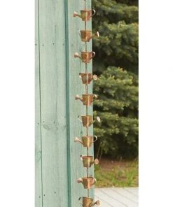 Ancient Graffiti Watering Can Copper Rain Chain