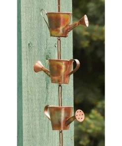 Ancient Graffiti Watering Can Copper Rain Chain